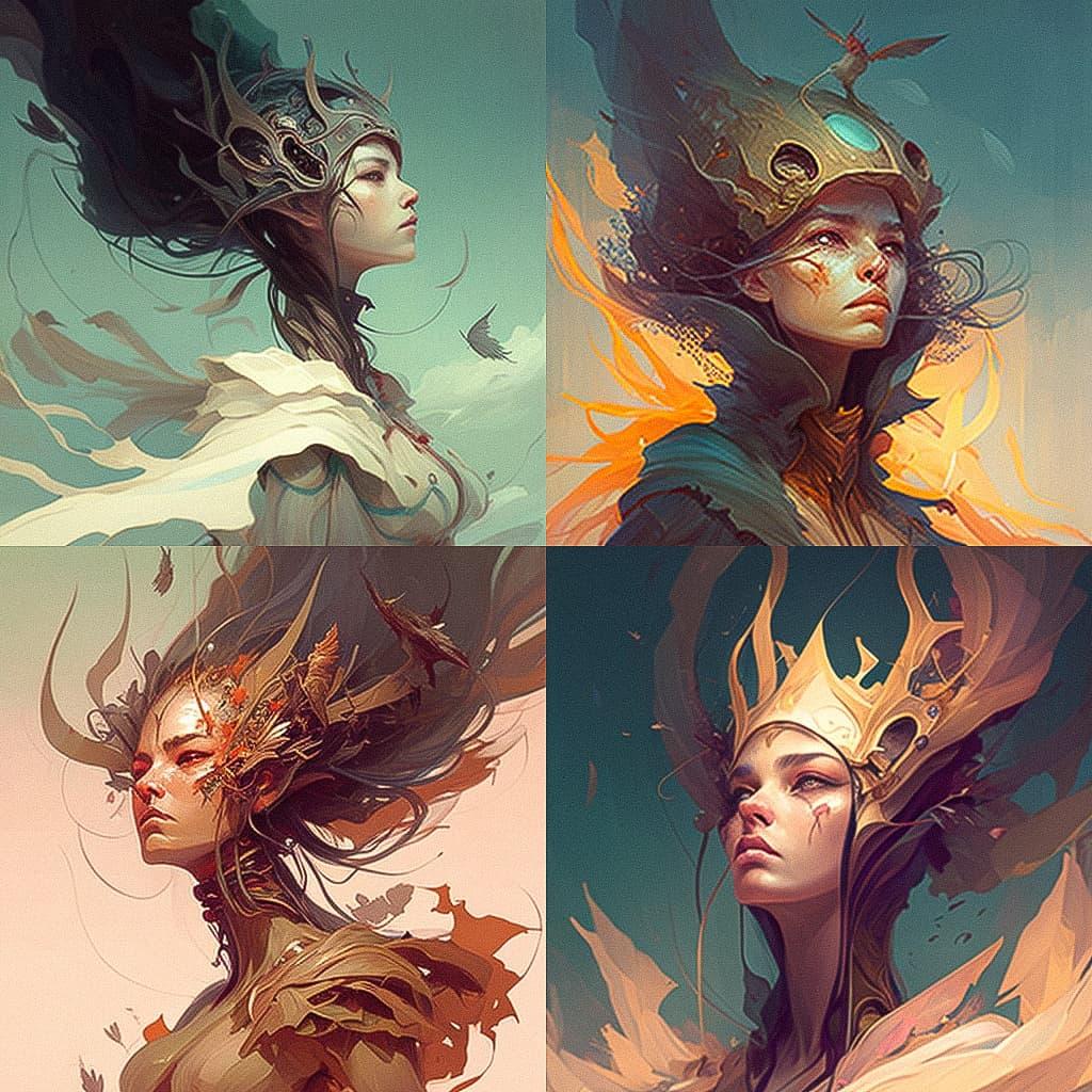 Peter Mohrbacher style, Midjourney V4, render 1 of 4