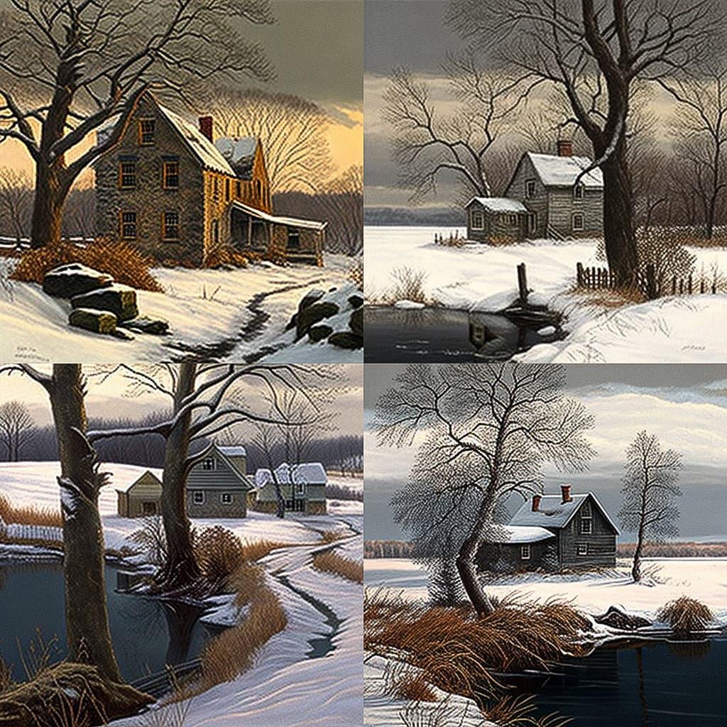 Peter Sculthorpe style, Midjourney V4, render 1 of 4
