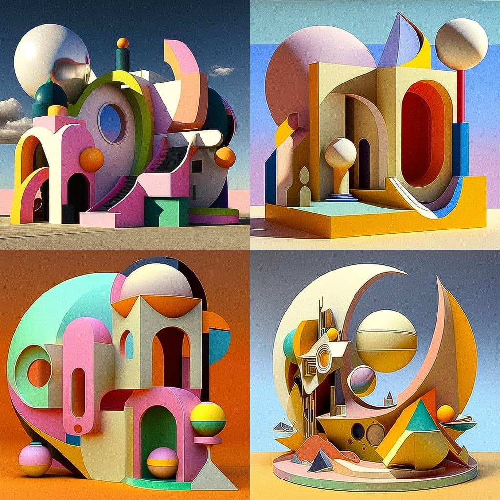 Peter Shire style, Midjourney V4, render 1 of 4