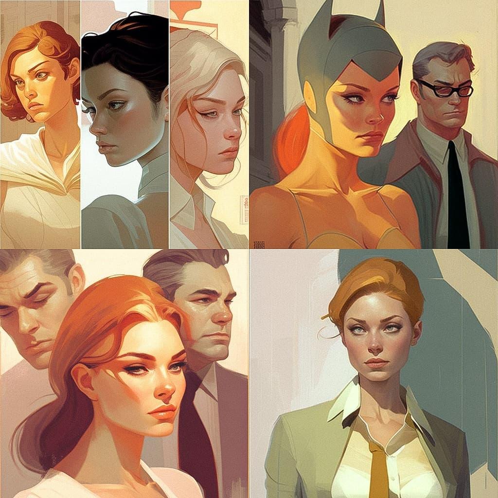 Phil Noto style, Midjourney V4, render 1 of 4