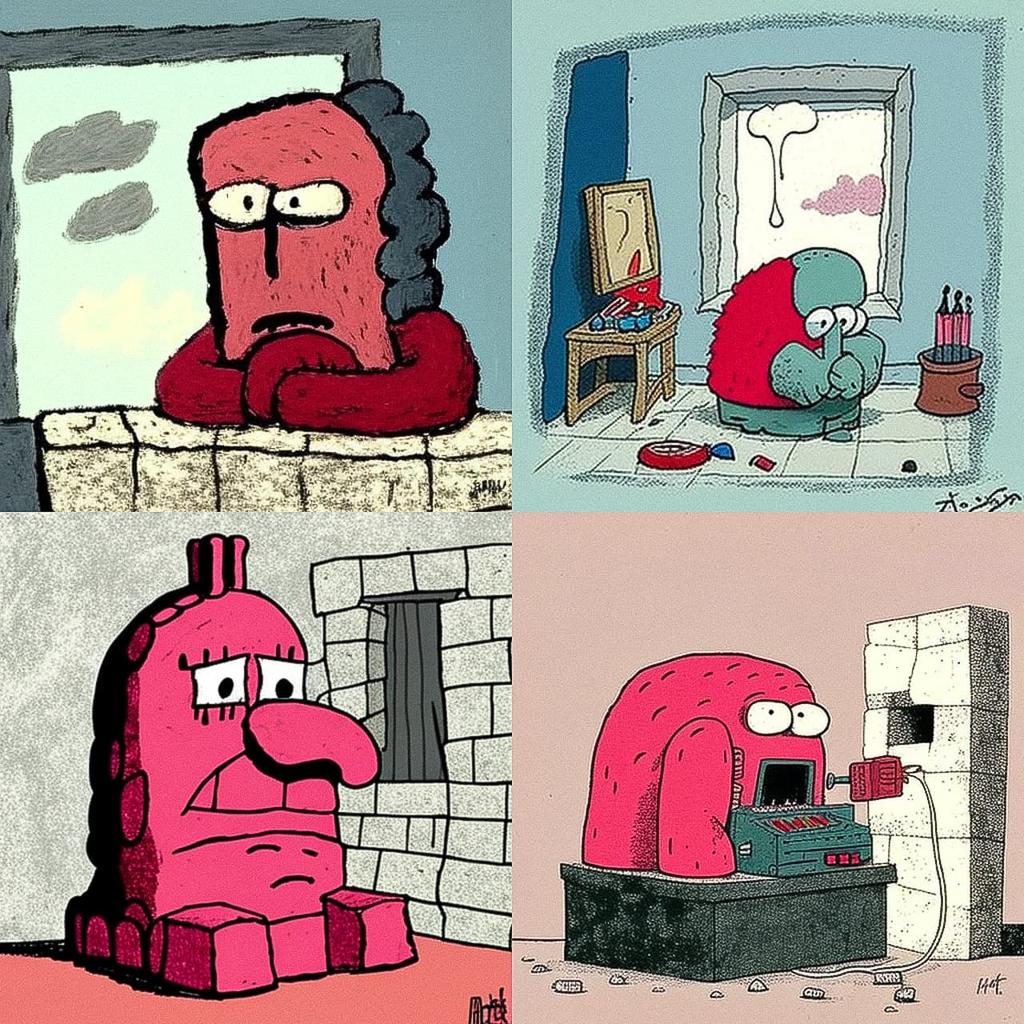 Philip Guston style, Midjourney V4, render 1 of 4