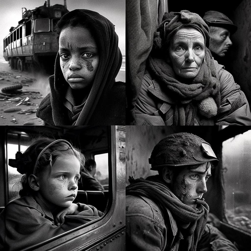 Philip Jones Griffiths style, Midjourney V4, render 1 of 4