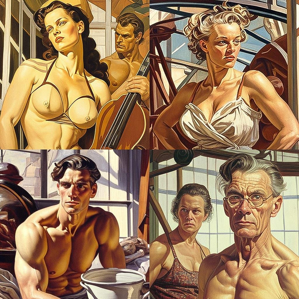 Philip Pearlstein style, Midjourney V4, render 1 of 4