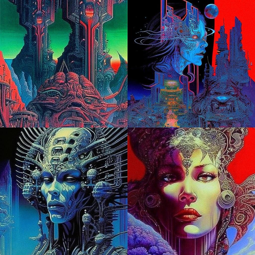 Philippe Druillet style, Midjourney V4, render 1 of 4