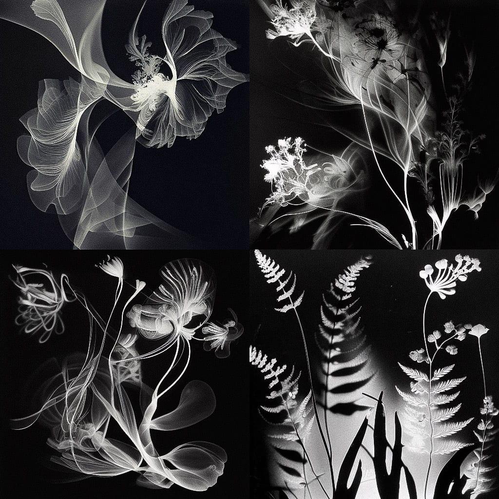 Photogram style, Midjourney V4, render 1 of 4