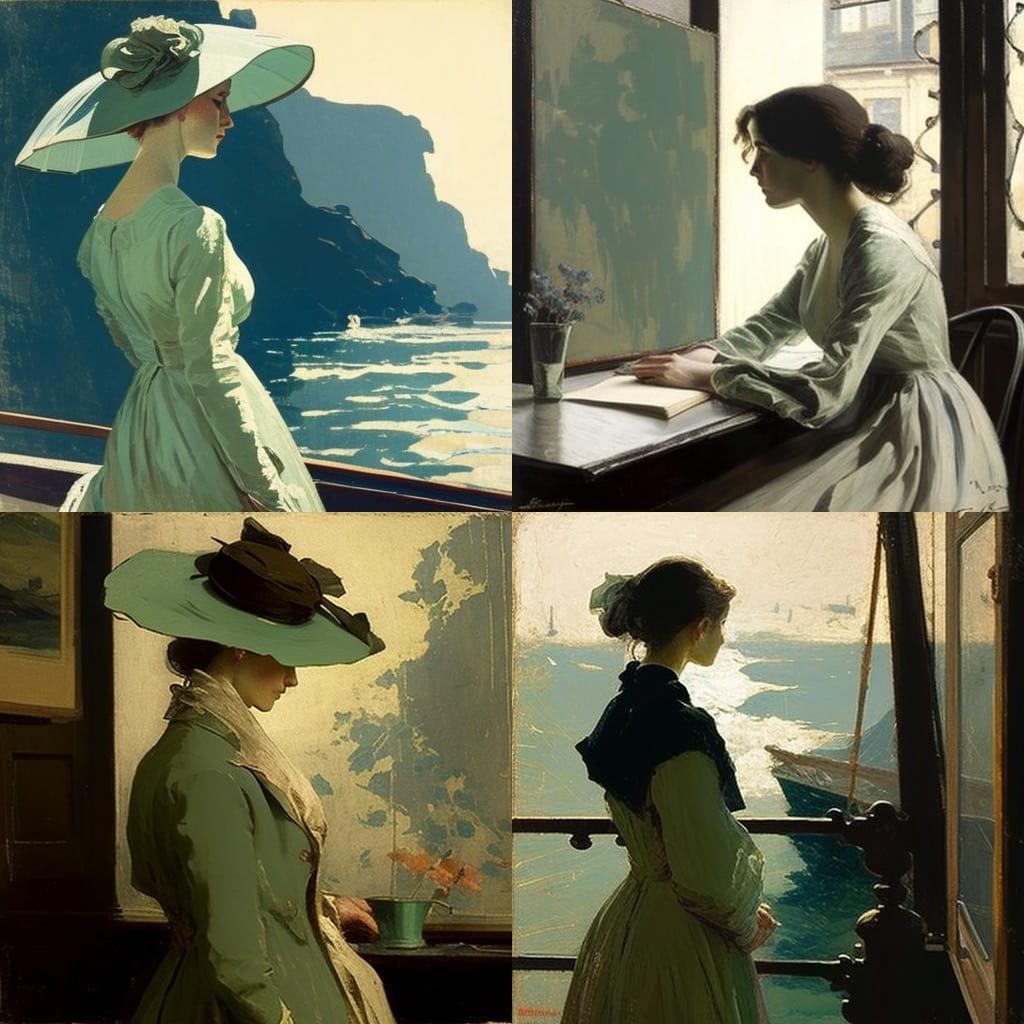 Pierre Adolphe Valette style, Midjourney V4, render 1 of 4