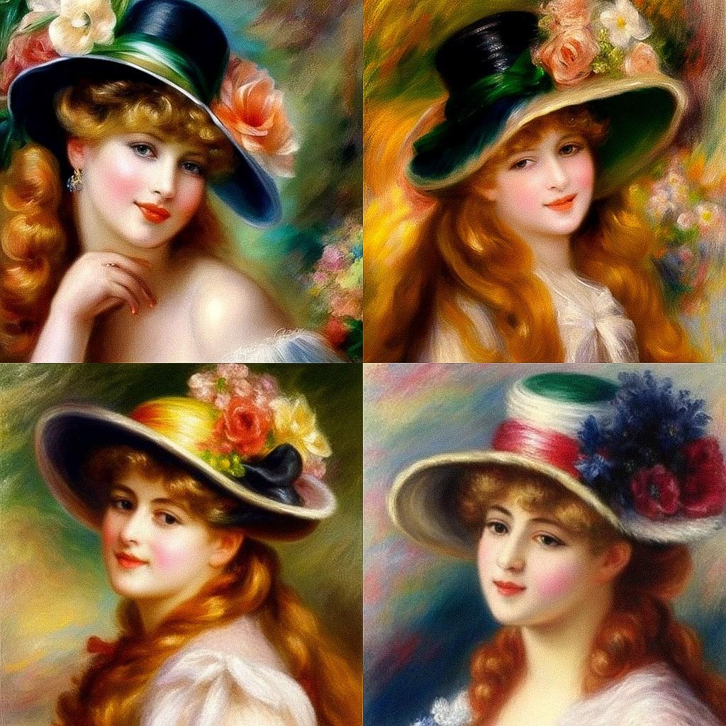Pierre-Auguste Renoir style, Midjourney V4, render 1 of 4