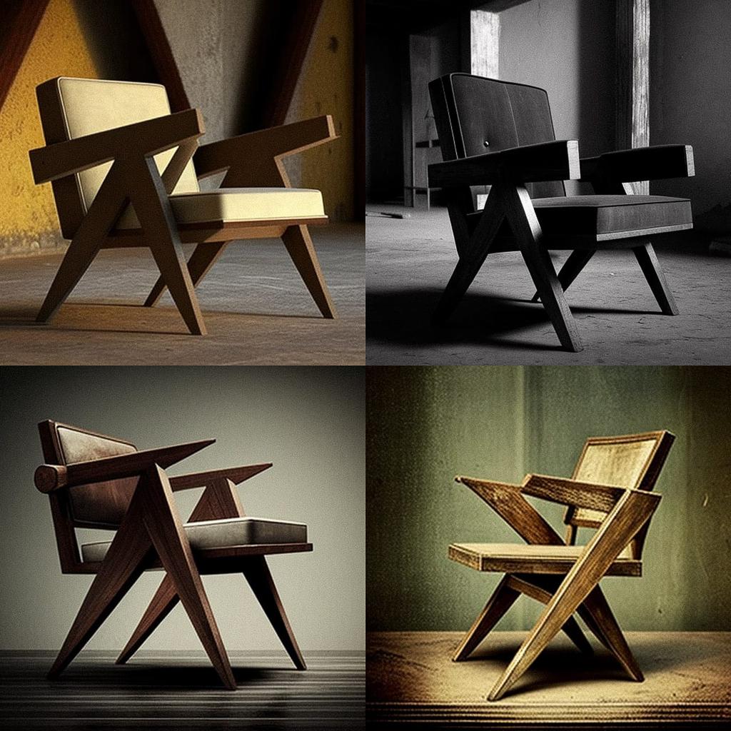 Pierre Jeanneret style, Midjourney V4, render 1 of 4