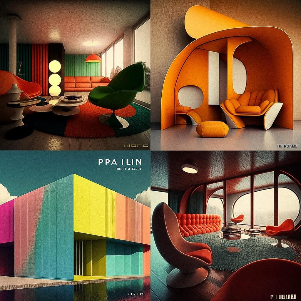 Pierre Paulin style, Midjourney V4, render 1 of 4