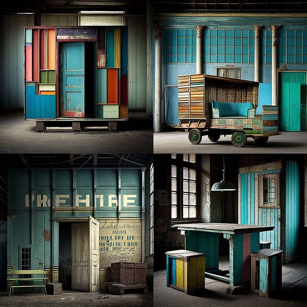 Piet Hein Eek style, Midjourney V4, render 1 of 4