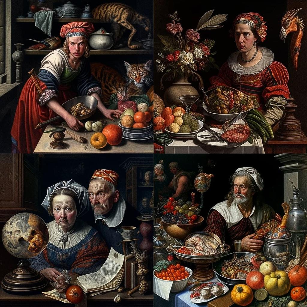 Pieter Aertsen style, Midjourney V4, render 1 of 4