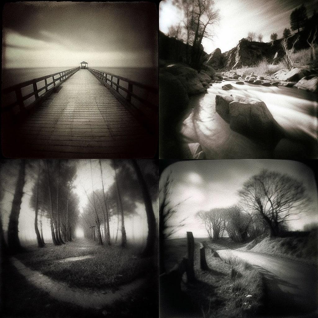 Pinhole photography style, Midjourney V4, render 1 of 4