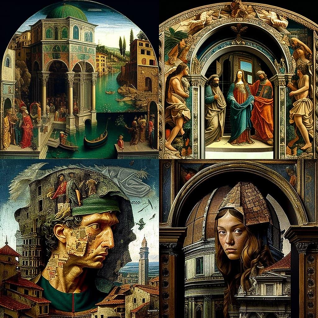 Pinturicchio style, Midjourney V4, render 1 of 4
