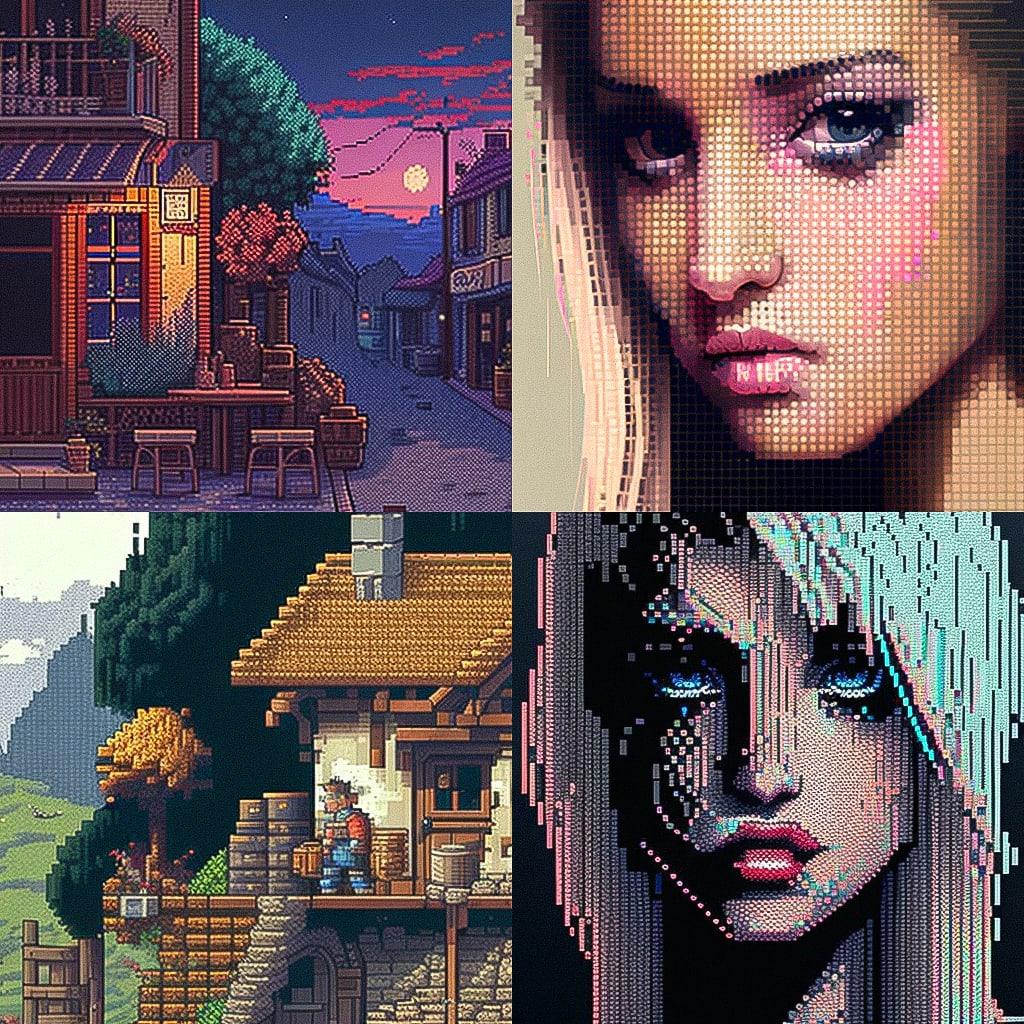 Pixel drawing style, Midjourney V4, render 1 of 4