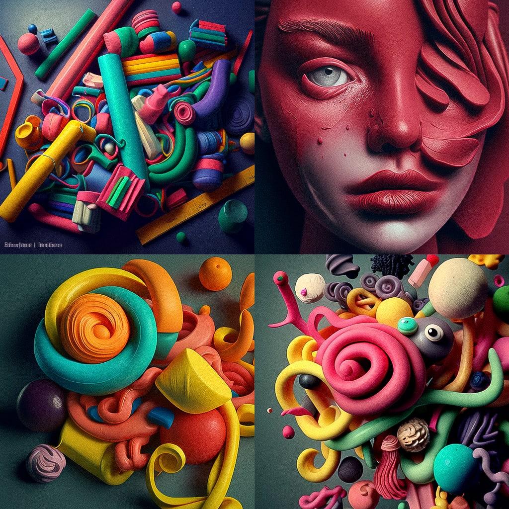 Plasticine style, Midjourney V4, render 1 of 4