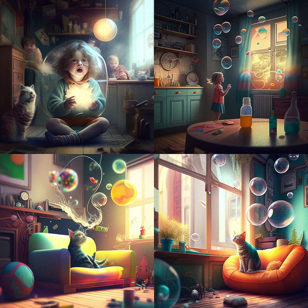 Playful atmosphere style, Midjourney V4, render 1 of 4
