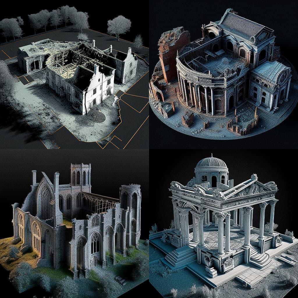 Point cloud style, Midjourney V4, render 1 of 4