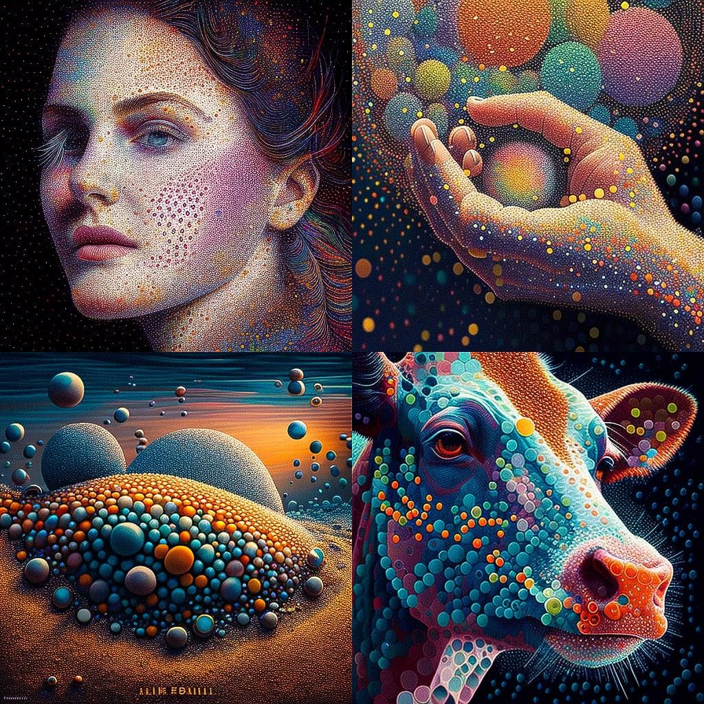 Pointillism style, Midjourney V4, render 1 of 4