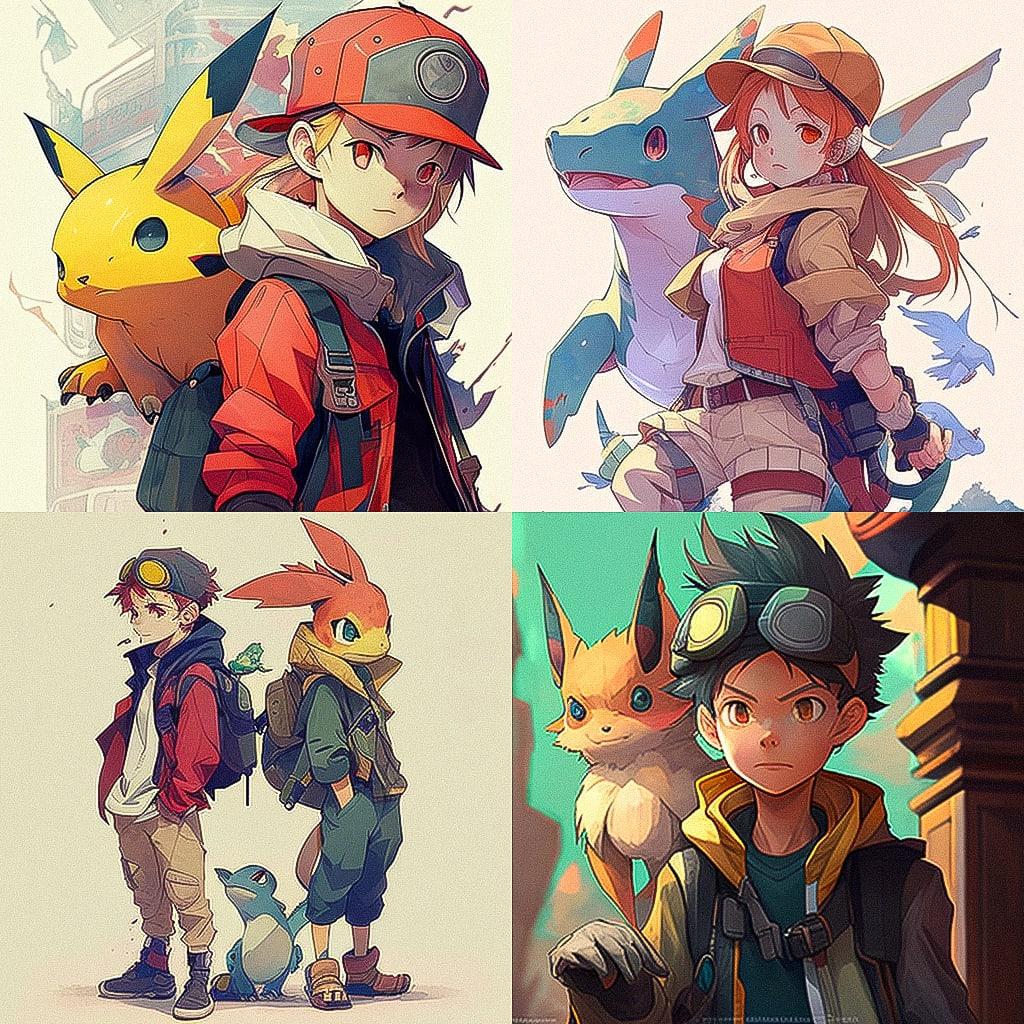 Pokemon style, Midjourney V4, render 1 of 4
