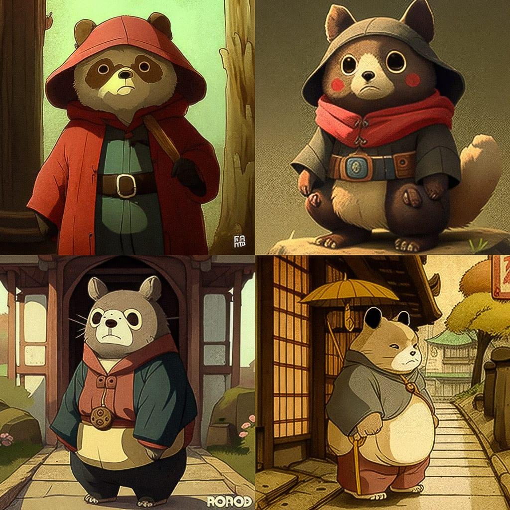 Pom Poko style, Midjourney V4, render 1 of 4