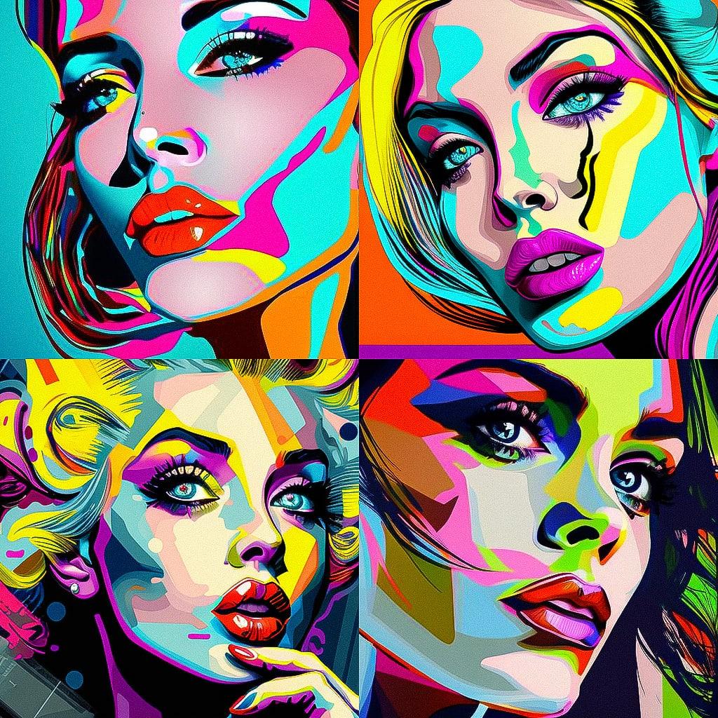 Pop art style, Midjourney V4, render 1 of 4
