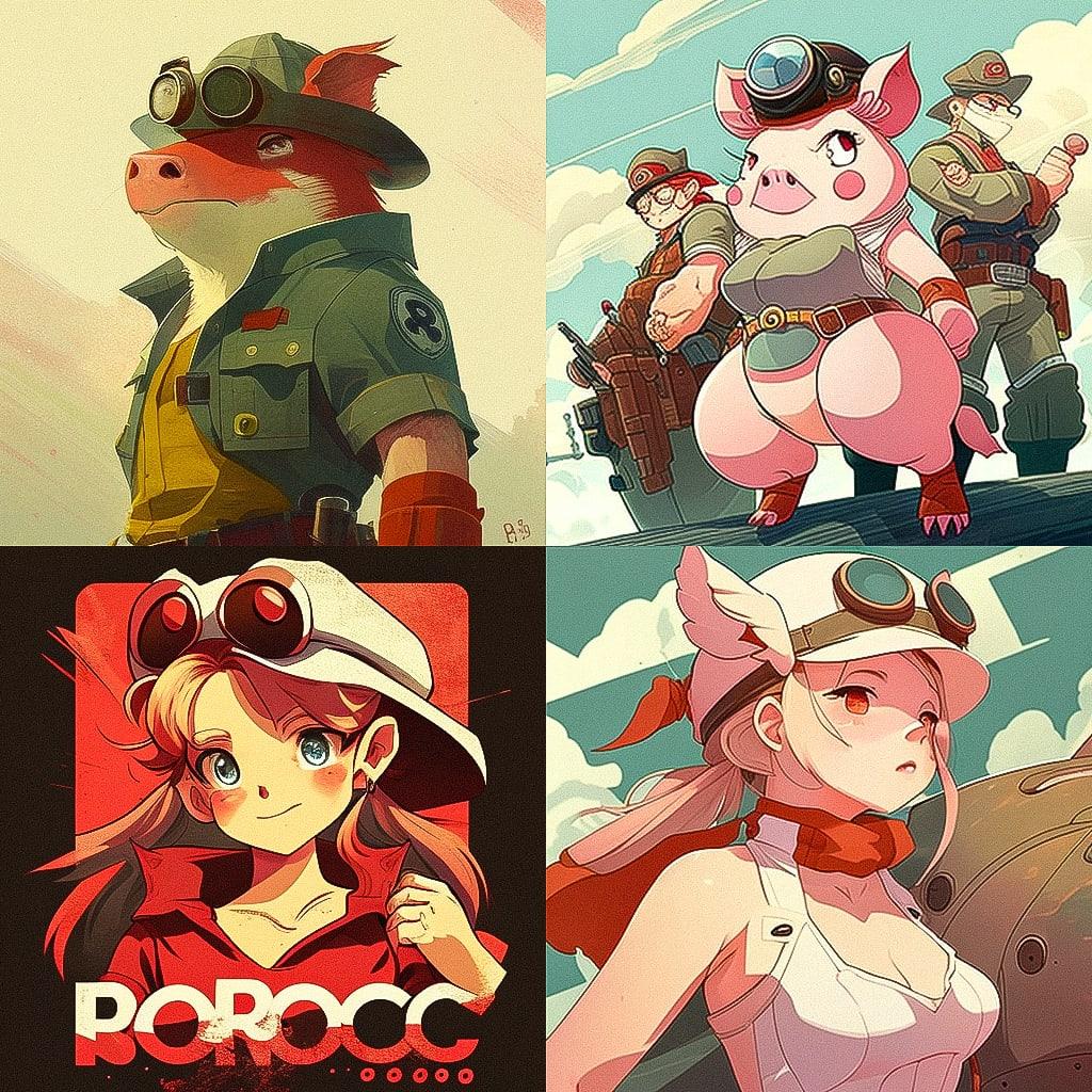 Porco Rosso style, Midjourney V4, render 1 of 4
