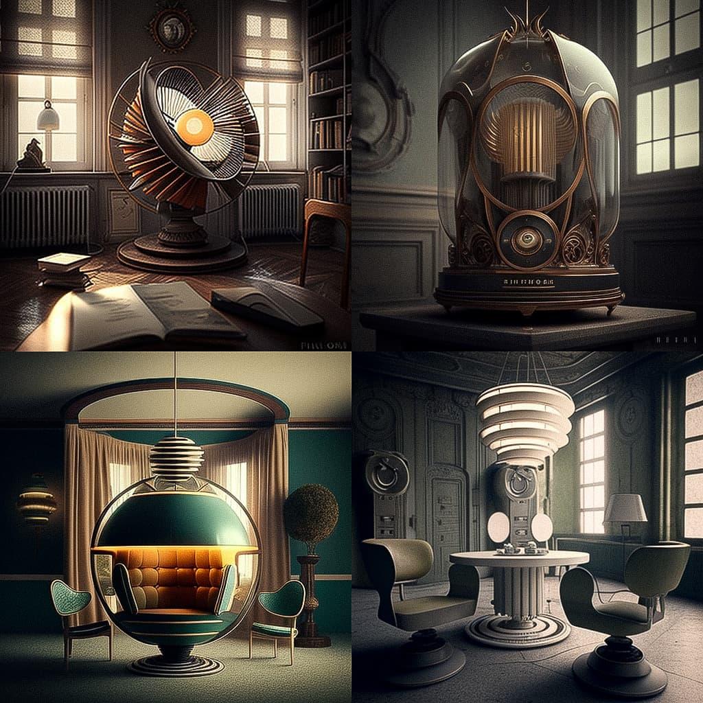 Poul Henningsen style, Midjourney V4, render 1 of 4
