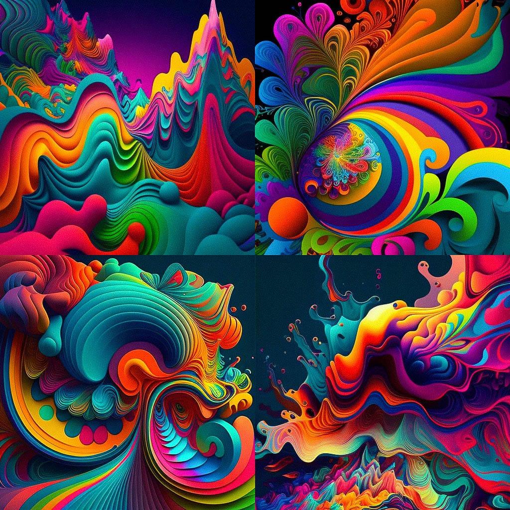 Psychedelic colors style, Midjourney V4, render 1 of 4