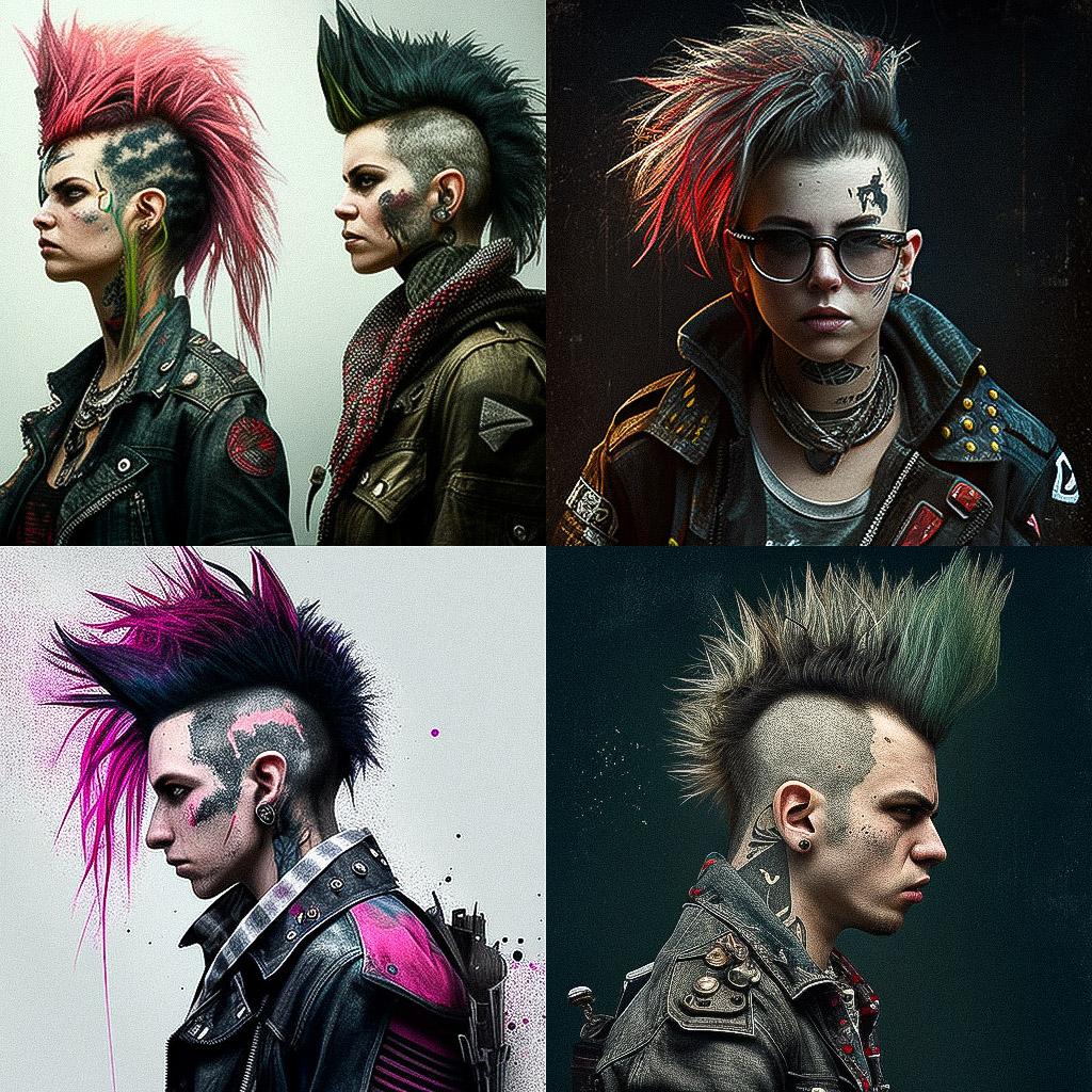Punk fashion style, Midjourney V4, render 1 of 4