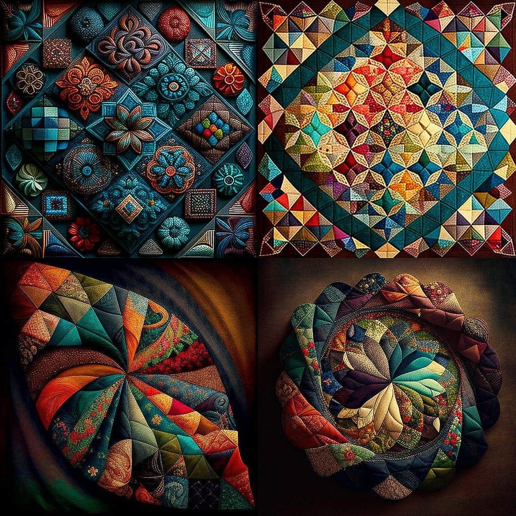 Quilted style, Midjourney V4, render 1 of 4