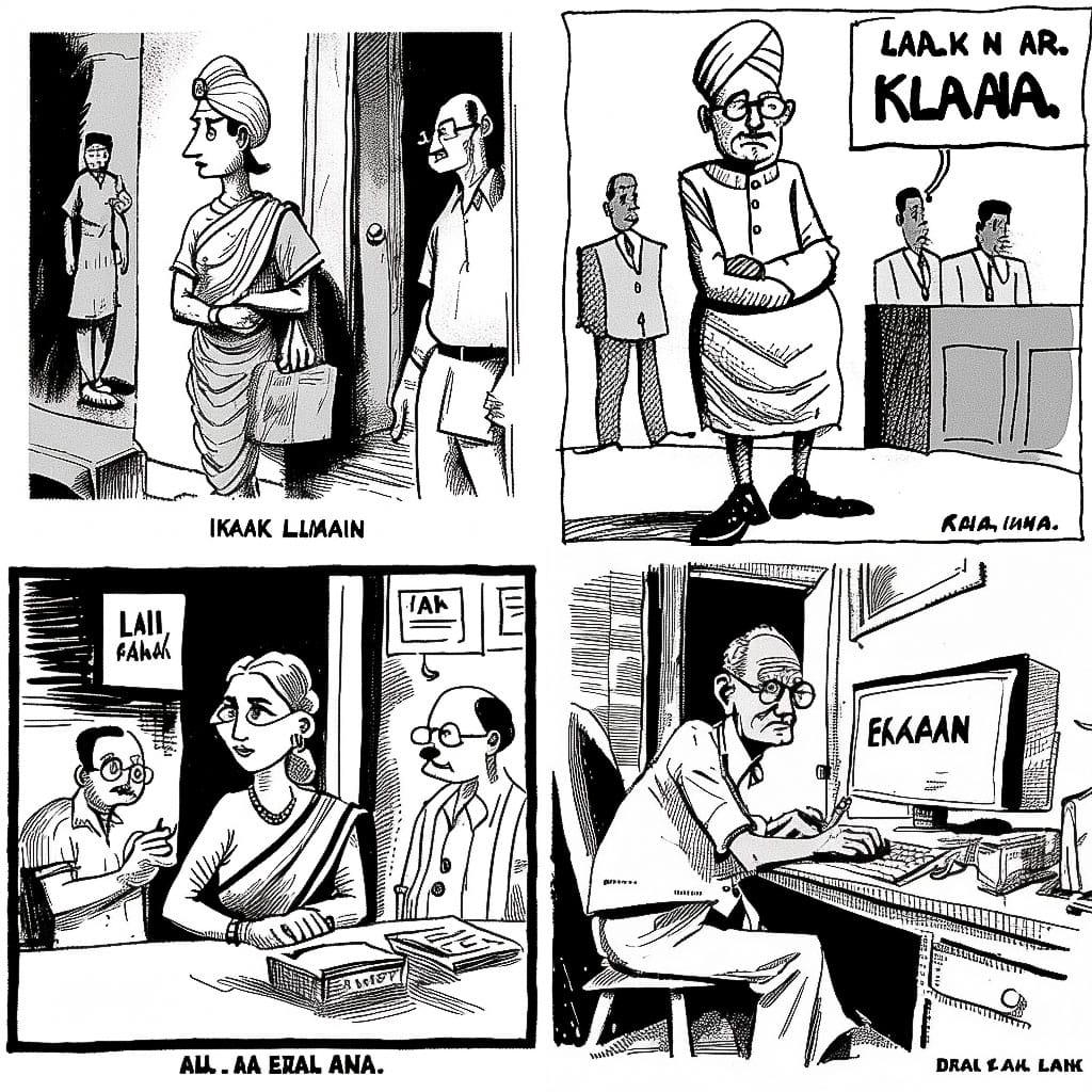 R. K. Laxman style, Midjourney V4, render 1 of 4