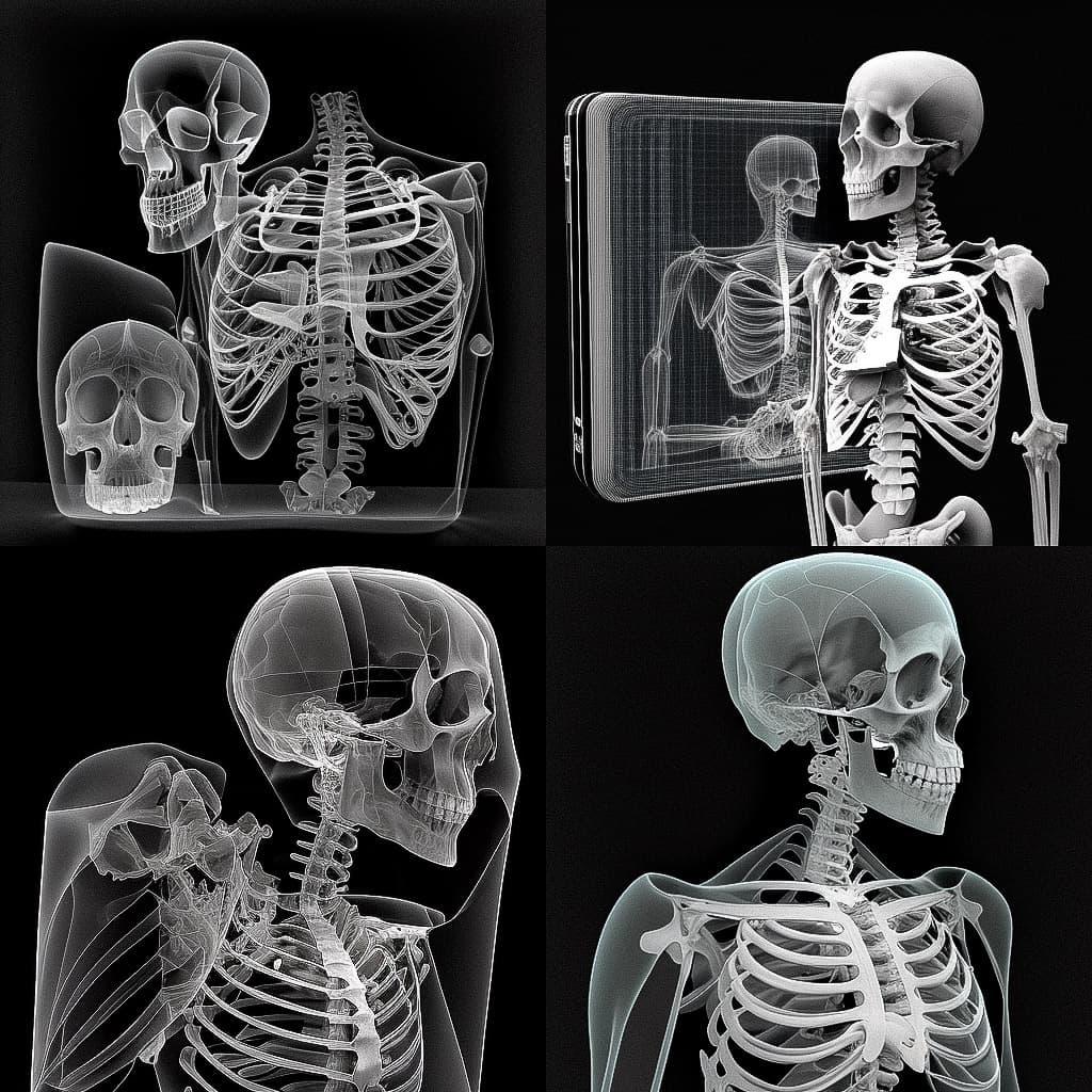 Radiographic image style, Midjourney V4, render 1 of 4