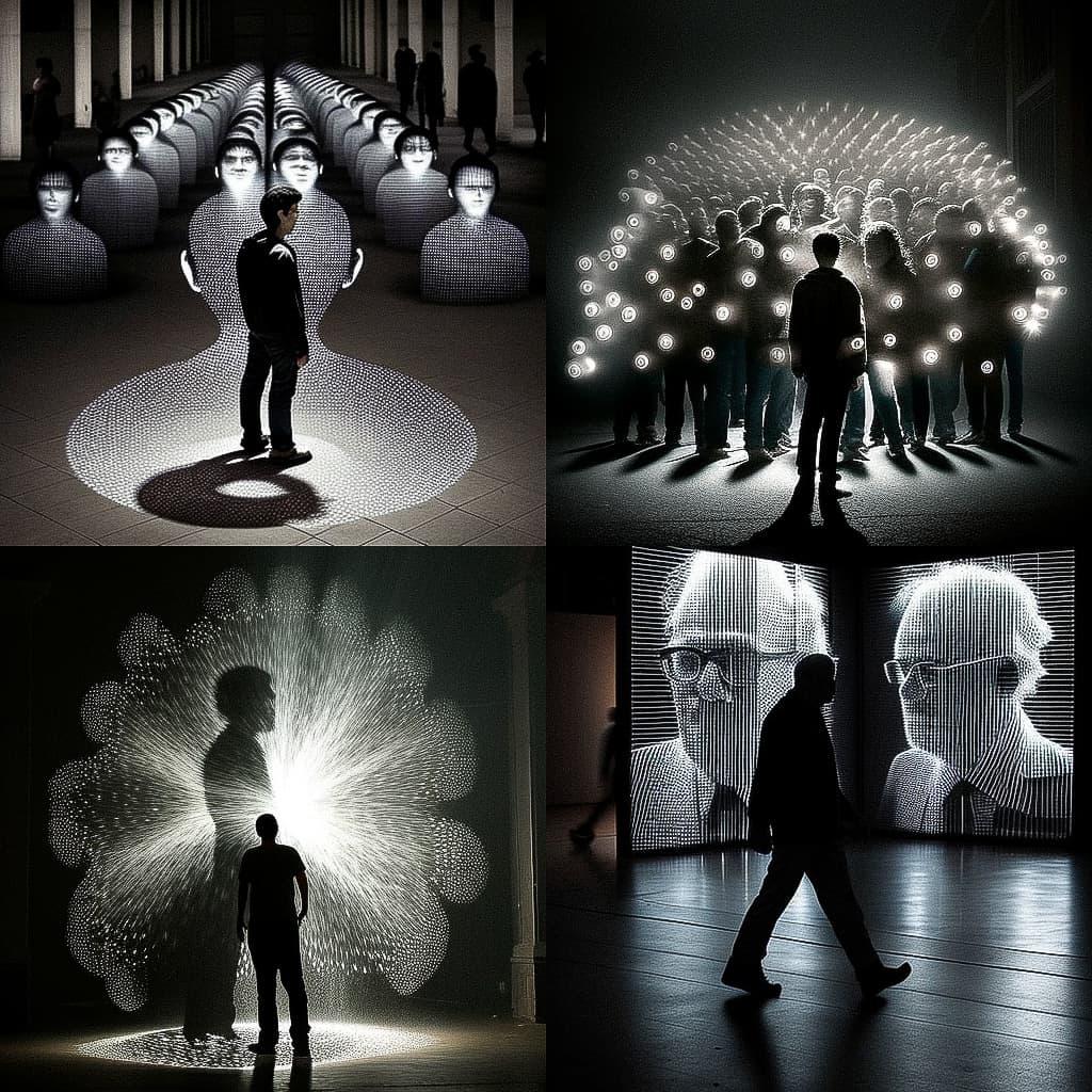 Rafael Lozano-Hemmer style, Midjourney V4, render 1 of 4