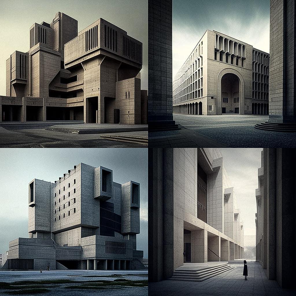 Rafael Moneo style, Midjourney V4, render 1 of 4