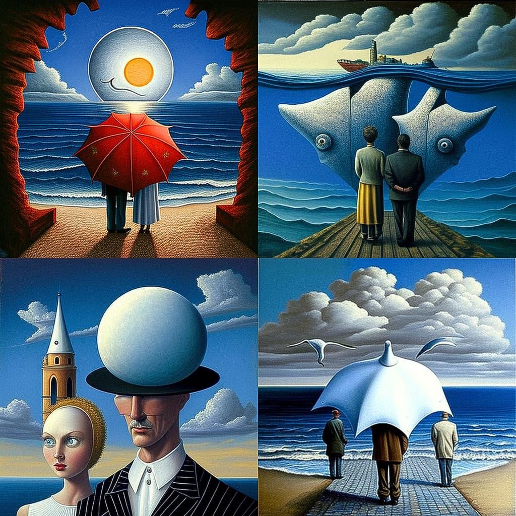 Rafal Olbinski style, Midjourney V4, render 1 of 4