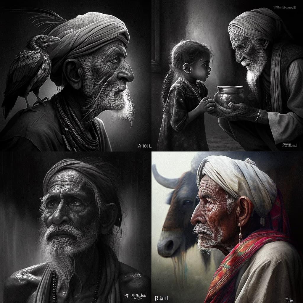 Raghu Rai style, Midjourney V4, render 1 of 4