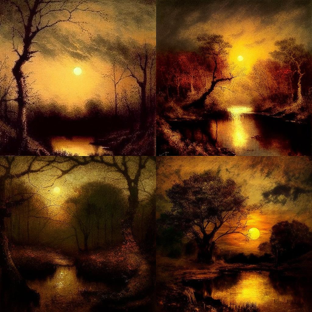 Ralph Blakelock style, Midjourney V4, render 1 of 4