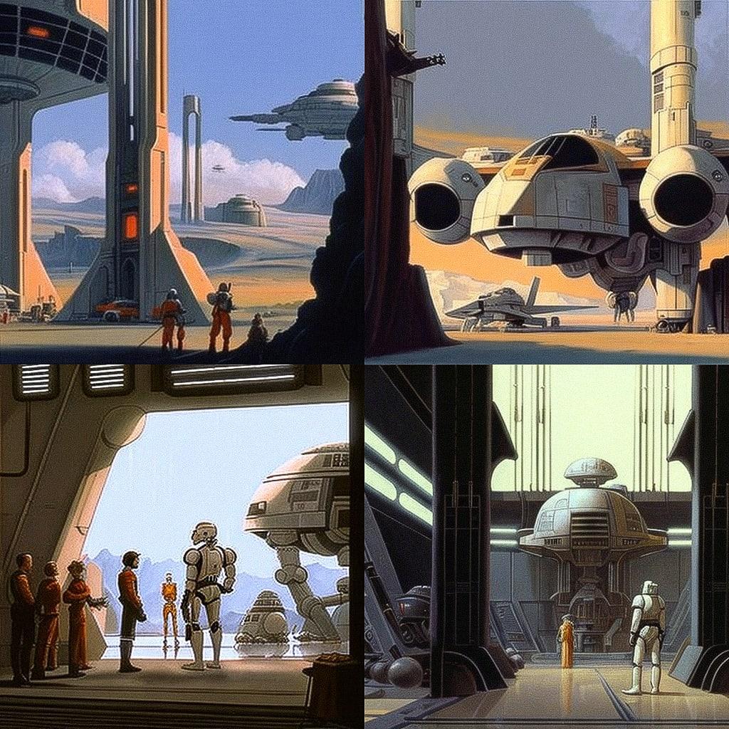 Ralph McQuarrie style, Midjourney V4, render 1 of 4