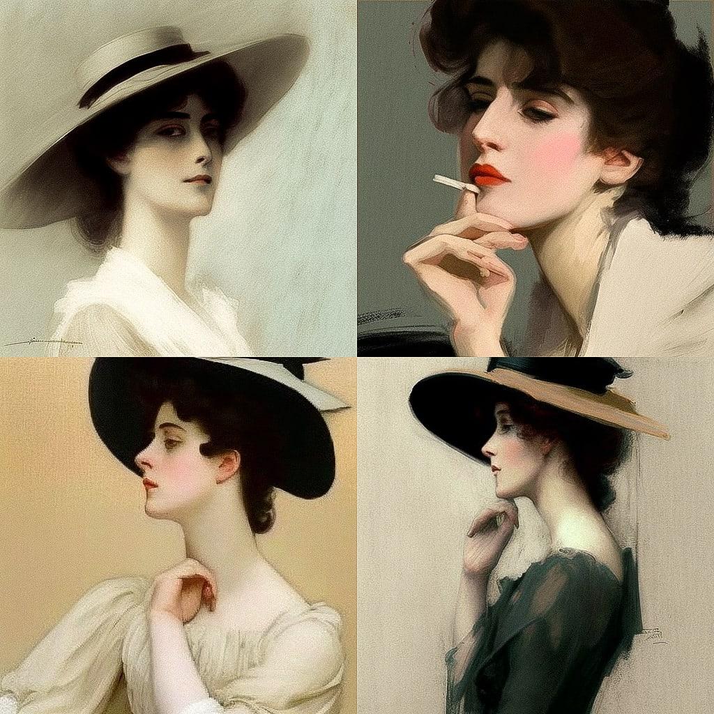 Ramon Casas style, Midjourney V4, render 1 of 4