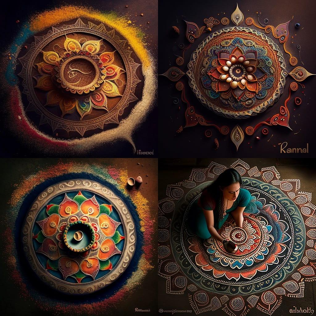 Rangoli style, Midjourney V4, render 1 of 4