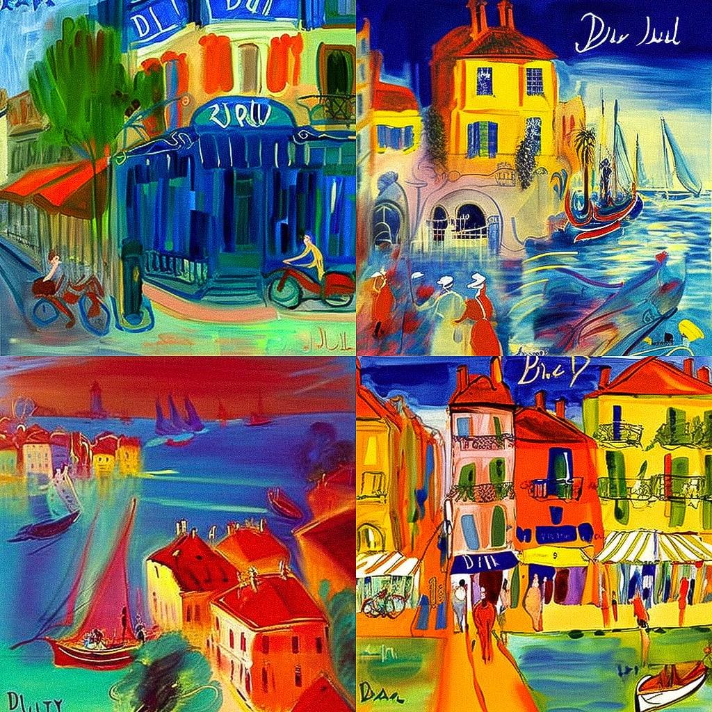 Raoul Dufy style, Midjourney V4, render 1 of 4