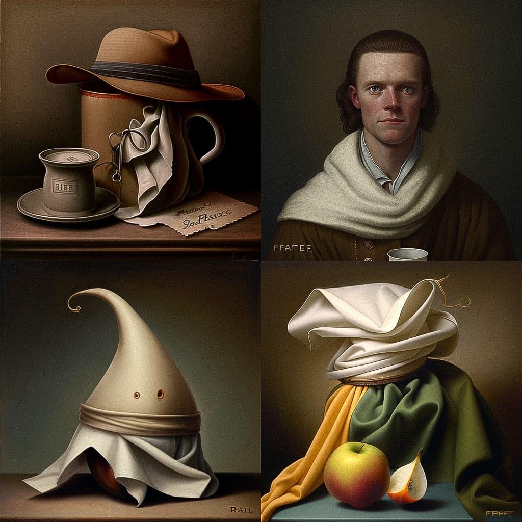 Raphaelle Peale style, Midjourney V4, render 1 of 4
