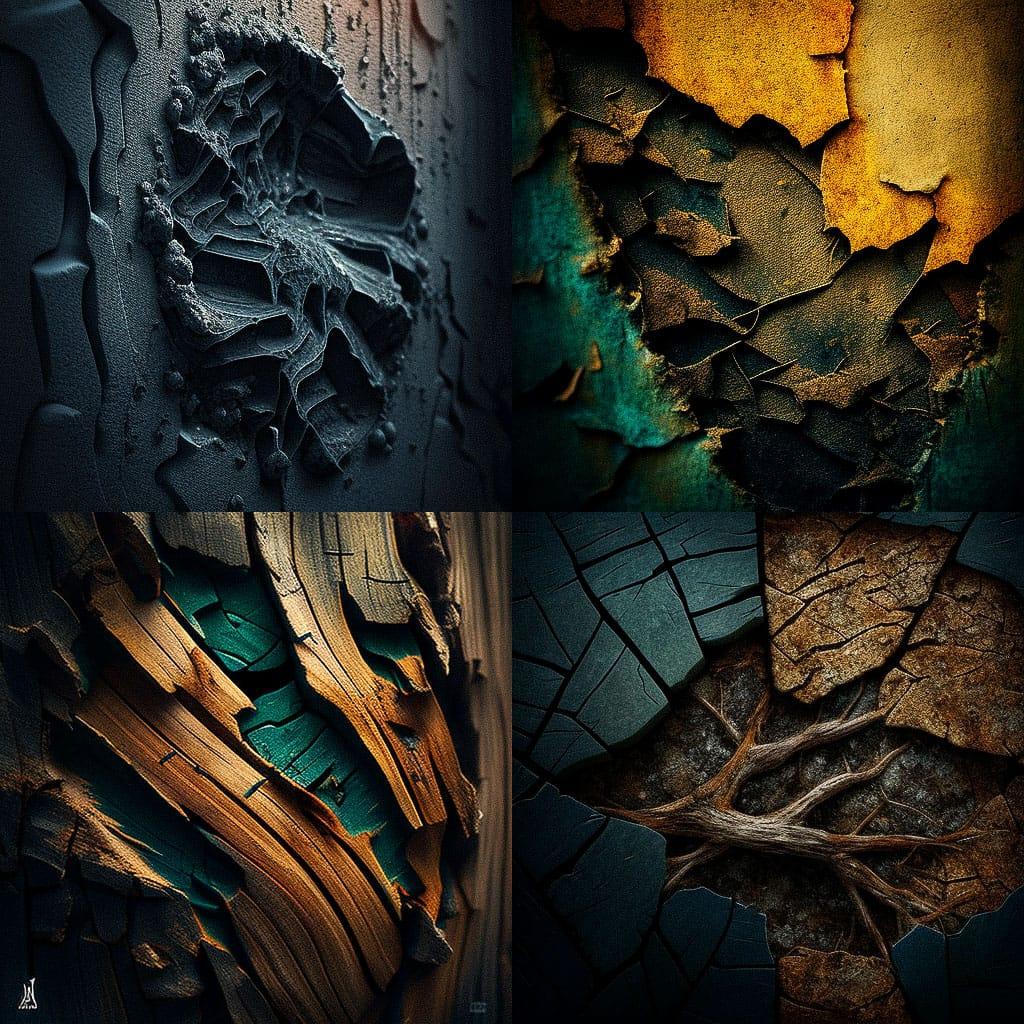 Raw texture style, Midjourney V4, render 1 of 4