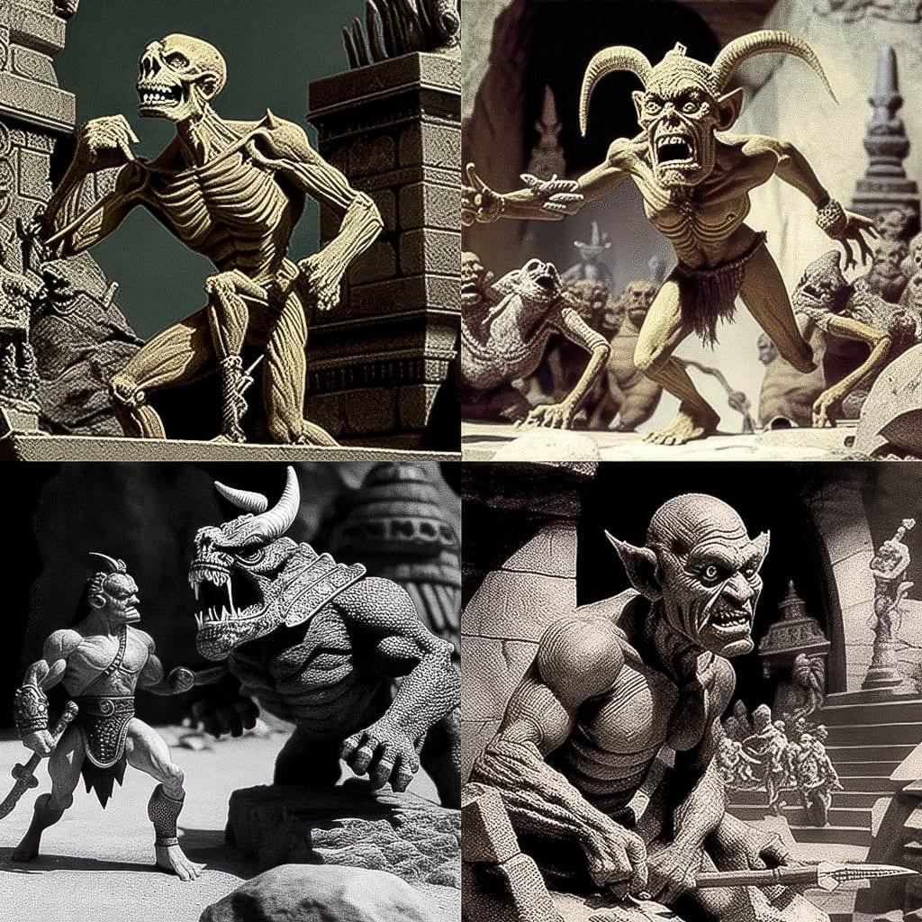 Ray Harryhausen style, Midjourney V4, render 1 of 4