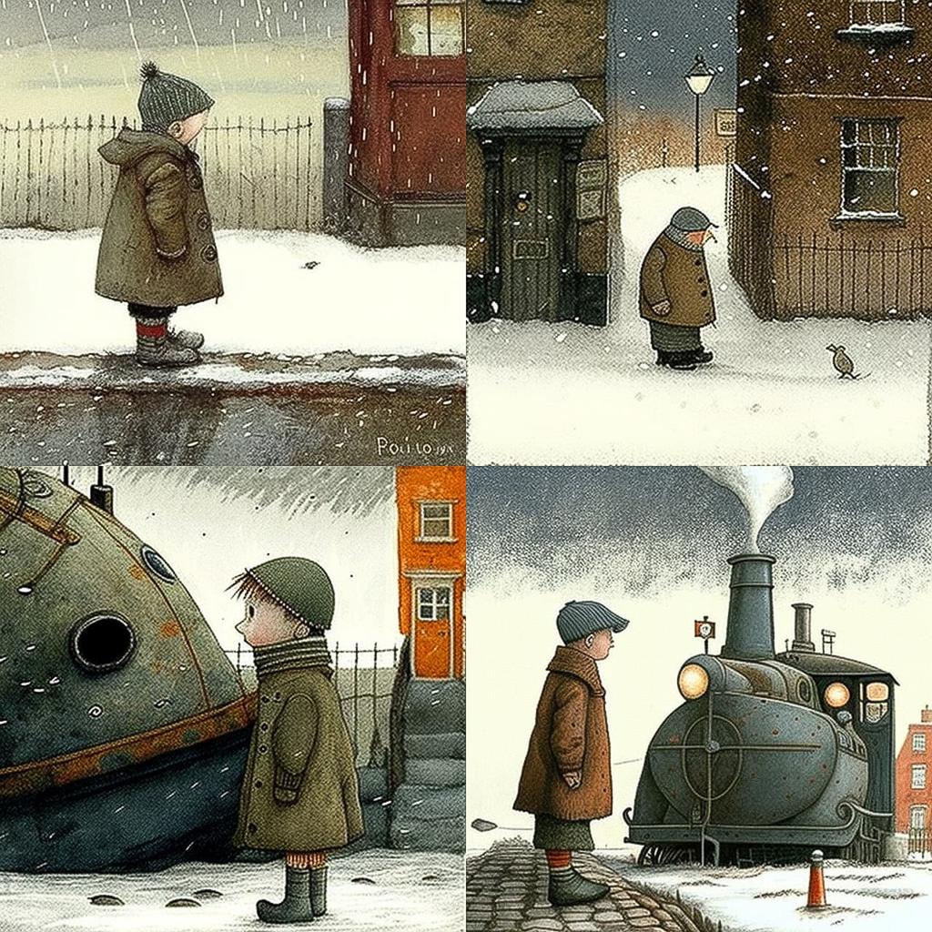 Raymond Briggs style, Midjourney V4, render 1 of 4