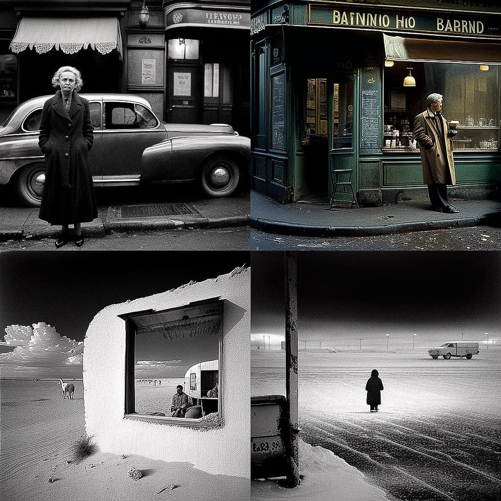 Raymond Depardon style, Midjourney V4, render 1 of 4
