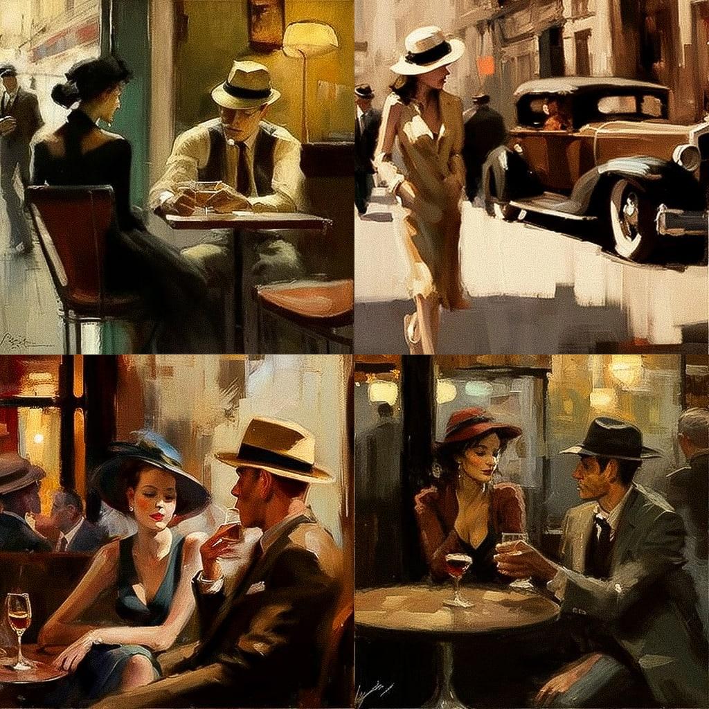 Raymond Leech style, Midjourney V4, render 1 of 4