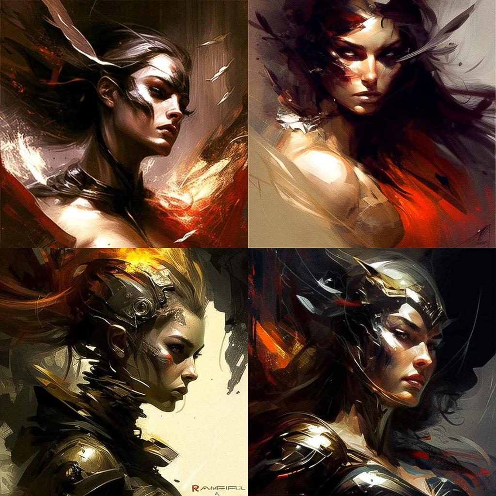 Raymond Swanland style, Midjourney V4, render 1 of 4