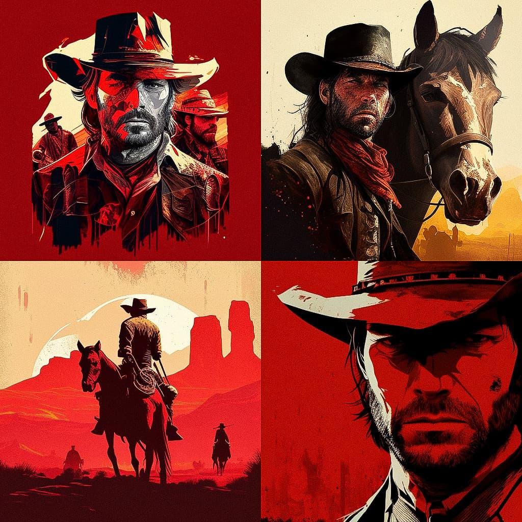 Red Dead Redemption style, Midjourney V4, render 1 of 4