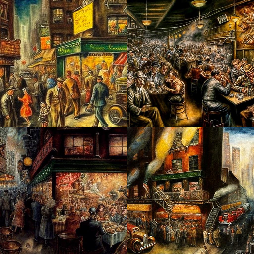 Reginald Marsh style, Midjourney V4, render 1 of 4